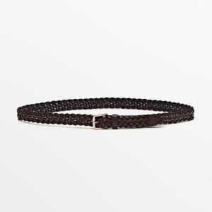 Ремень Massimo Dutti Braided Nappa Leather, коричневый