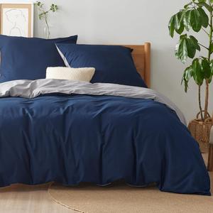 Комплект постельного белья Bedsure, 3 предмета, 220х240/80x80 см, синий/серый