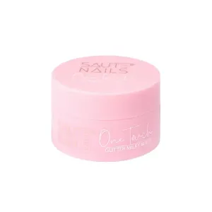 Глиттер молочно-белый строительный гель, 50 г Saute Nails One touch, цвет glitter milky white