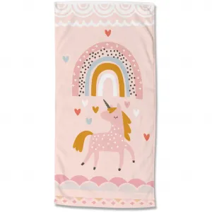 Пляжное полотенце Unilove, 100% микрофибра, 75x150 см, быстро сохнущее, для девочек, единорог, розовое Good Morning, Rosa
