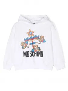 Толстовка с длинными рукавами и графическим принтом Moschino Kids, белый