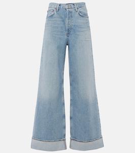 Джинсы широкого кроя с завышенной талией dame Agolde, синий