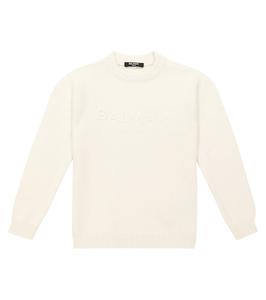Свитер из шерсти, шелка и кашемира Balmain Kids, бежевый