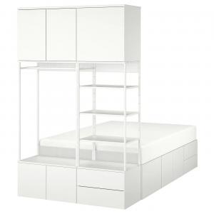 Каркас кровати с 8 дверцами+4 ящиками PLATSA IKEA, 142x244x223 см, цвет fonnes