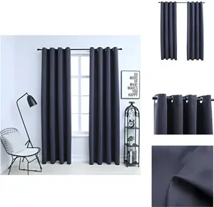 Плотные шторы с металлическими люверсами, 2 шт., антрацит, 140 x 175 см - Шторы и портьеры vidaXL