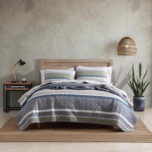 Eddie Bauer - Комплект постельного белья для односпальной кровати, двусторонний, из хлопка, с подходящей наволочкой, легкий, подходит для всех сезонов (бежевый цвет "Лосось", односпальная кровать), Salmon Ladder Beige