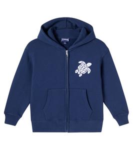 Вышитая хлопковая худи на молнии Vilebrequin Kids, Blue Marine
