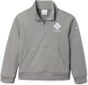 Columbia Girls' Trek French Terry Half Zip, Light Grey Heather