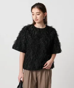 Блузка из жаккарда с блестками и ворсом United Arrows, цвет Black