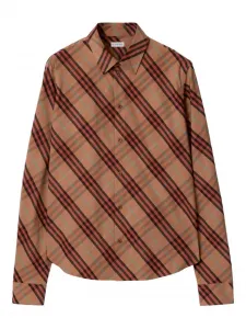 Клетчатая хлопковая рубашка на пуговицах BURBERRY, коричневый