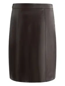 Кожаная мини-юбка Bally, коричневый