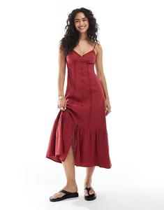 Платье миди New Look на пуговицах бордового цвета