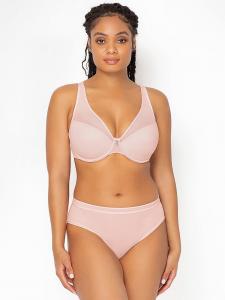 Трусики-Слипы из прозрачной сетки с высоким вырезом Curvy Couture, blushing rose