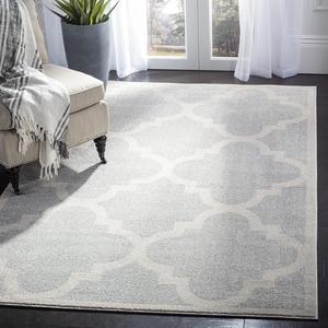 Ковер SAFAVIEH, 214 x 214 см, коллекции Amherst, Light Grey & Beige, Moroccan Trellis дизайн, без линьки и простой в уходе, идеален для помещений с высокой проходимостью в гостиной, спальне (AMT423B)