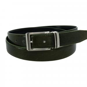 Большой и высокий кожаный ремень для платья с крокодиловым принтом и пряжкой-зажимом CTM, оливковый