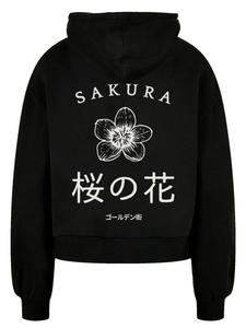 Толстовка оверсайз из органического хлопка Cherry Blossom Golden Gai черного цвета F4NT4STIC