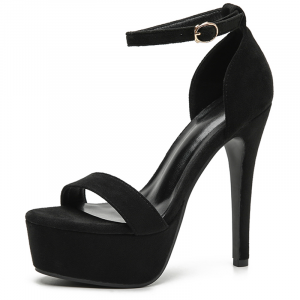 Lan Miao Сандалии женские с одним ремешком, черные