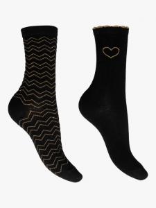 Хлопковые носки с блестками Charnos, Pack of 2, Black/Gold