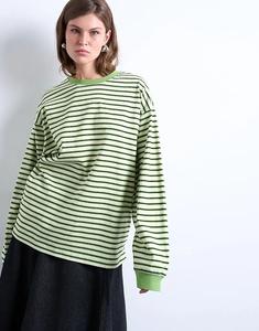 Лонгслив Topshop свободного кроя с длинными рукавами в полоску зеленого цвета