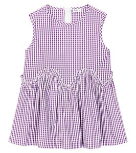 Хлопковый топ в клетку с цветочным принтом Il Gufo, сиреневый