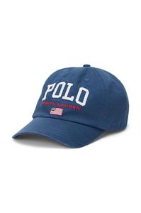 Детская шапка Polo Ralph Lauren с хлопковым козырьком, темно-синий