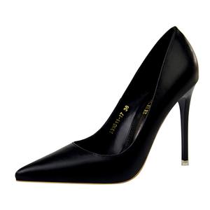 QITUMAUL Туфли-лодочки на тонком каблуке 10,5 см женские черные, цвет Black[Heel Height 10.5cm]
