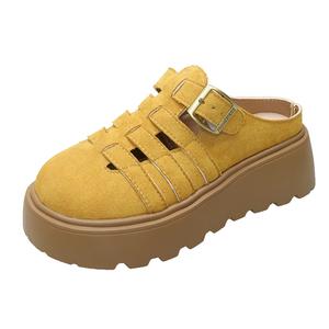 WUJI Женские противоскользящие износостойкие закрытые тапочки желтые, цвет Yellow