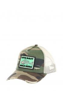 Бейсболка New Era DISTRESSED LIVE BAIT FISH PATCH CAMOUFLAGE A-FRAME ADJUSTABLE TRUCKER, Grün/Green