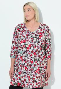 Топ Ulla Popken MIXED FLORAL 3/4 SLEEVE, Burgundy/Bordeaux
