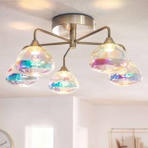 Светодиодный потолочный светильник Näve Varna, железо / цветное стекло - латунь - 5 ламп