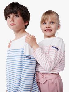 Детская бретонская футболка с длинными рукавами Petit Bateau, Marshmallow/Charme