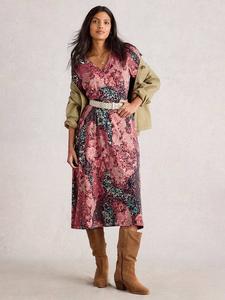 Платье Megan Abstract Leaves из джерси White Stuff, Pink/Multi