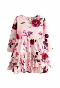 Платье прямого кроя из трикотажа с оборками по низу и цветочным принтом. Baker By Ted Baker, Pink