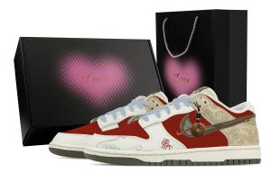 Nike Dunk Horse Year, Heart Box Leather Low top Skateboard Shoes мужские, бежево-красные