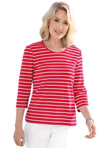GOLDNER Размер S: Полосатая рубашка, многоцветная вязаная полосатая рубашка красно-бело-полосатая