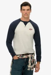 Винтажная спортивная бейсбольная футболка с длинными рукавами Superdry & Co, Grey Grindle Eclipse Navy