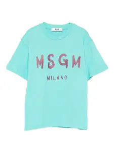 Футболка с логотипом MSGM Kids, синий