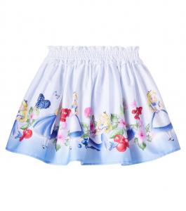 Печатная хлопковая юбка Monnalisa, Bianco / Celeste