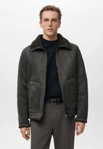 Куртка Mango Faux leather jacket, Brown