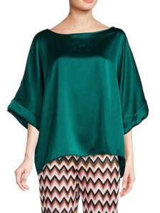 Атласный топ оверсайз Renee C., темно-зеленый