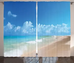 Штора ABAKUHAUS в гавайском деревенском стиле, тропические океанские волны, универсальная ленточная штора для гостиной с петлями и крючками, 280 x 175 см, бирюзовый цвет Abakuhaus