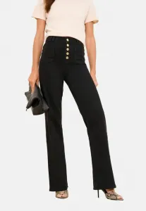 Джинсы прямого кроя, стандартного кроя, открытой застежки на пуговицы, накладных карманов, широких штанин. Lipsy, Black