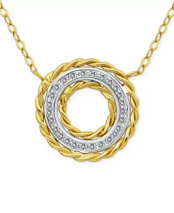 Ожерелье с подвеской в форме круга из кубического циркония в оправе из стерлингового серебра и стерлингового серебра с 18-каратным золотом, 16 дюймов + 2 дюйма, эксклюзивно в Macy's Giani Bernini, yellow