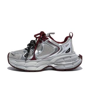 Женские низкие кроссовки на массивной подошве с амортизацией, противоскользящие, износостойкие, с защитой от ударов и ударов LIANGHUO, Burgundy (Double Straps)