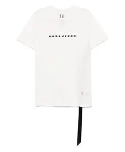 Белая футболка с круглым вырезом и принтом спереди. Rick Owens, белый