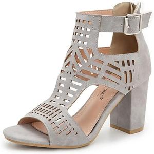 Женские сандалии BORAMAX с массивным каблуком, вырезами, ремешками и открытым носком, на блочном каблуке, с пряжкой, праздничные, нарядные ботильоны-туфли, A-Grey