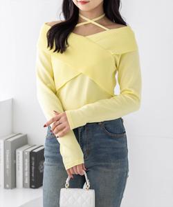 Топ с двусторонней перекрестной ребристой вязкой спереди <<Новинка>>