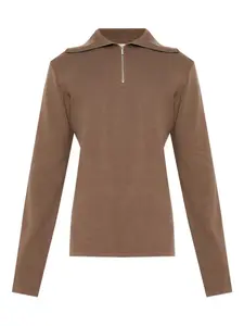 Вязаный свитер на молнии с воротником Entire Studios, коричневый