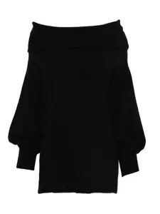 Свитер с открытыми плечами и объемными рукавами Malo, черный