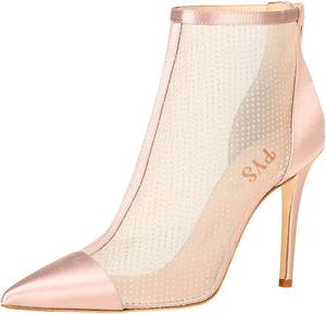 Женские сексуальные сетчатые ботильоны FYS с заостренным носком, высоким каблуком-стилето, прозрачные с задней молнией, для вечеринок, размер 4-15 US, Champagne